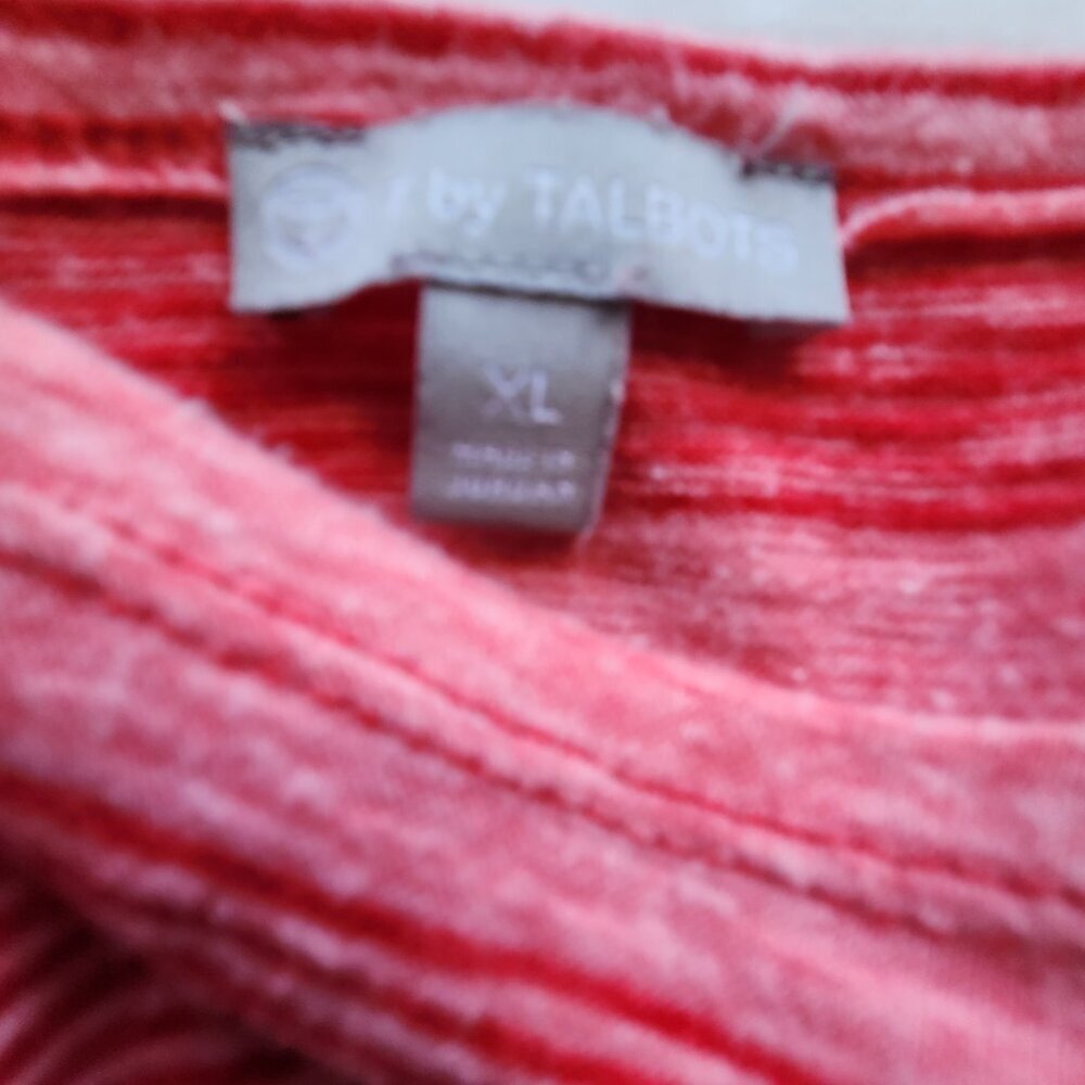 T By Talbots Woman's Size XL Heather Pink & Red Striped Long Sleeve Pullover Top - Picture 14 of 15